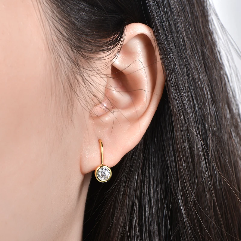 Lnkry 5MM/6.5MM/8MM Moissanite Hoop Earring 14k Gold-Filled Sparling Lab Diamond Leverback Earrings for Women Gift