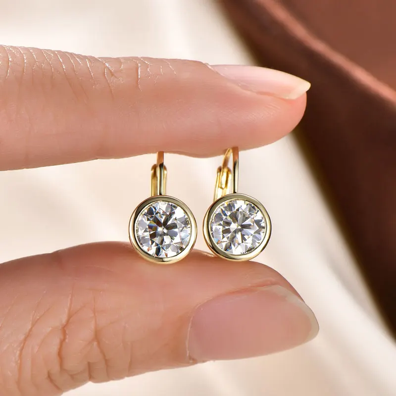Lnkry 5MM/6.5MM/8MM Moissanite Hoop Earring 14k Gold-Filled Sparling Lab Diamond Leverback Earrings for Women Gift