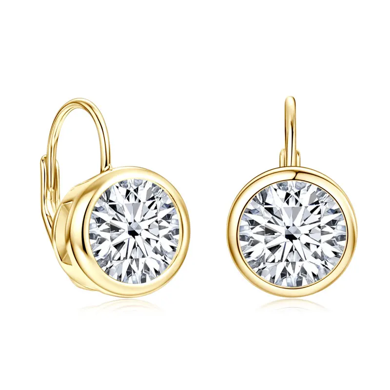 Lnkry 5MM/6.5MM/8MM Moissanite Hoop Earring 14k Gold-Filled Sparling Lab Diamond Leverback Earrings for Women Gift