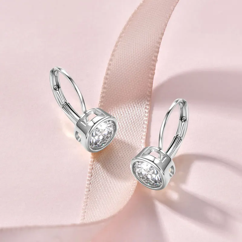 Lnkry 5MM/6.5MM/8MM Moissanite Hoop Earring 14k Gold-Filled Sparling Lab Diamond Leverback Earrings for Women Gift
