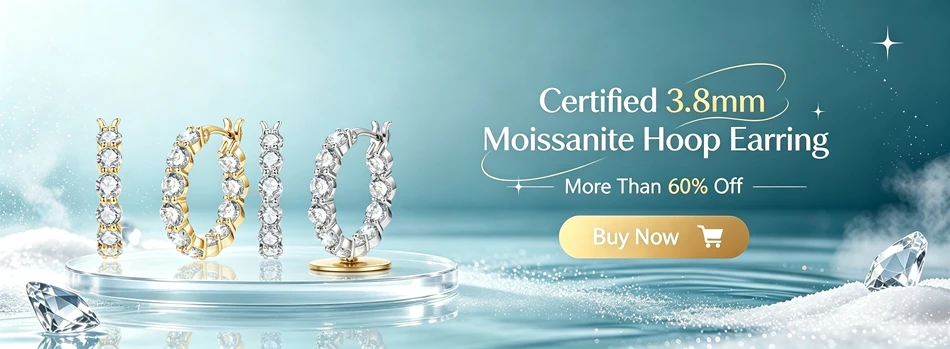 Lnkry 5MM/6.5MM/8MM Moissanite Hoop Earring 14k Gold-Filled Sparling Lab Diamond Leverback Earrings for Women Gift