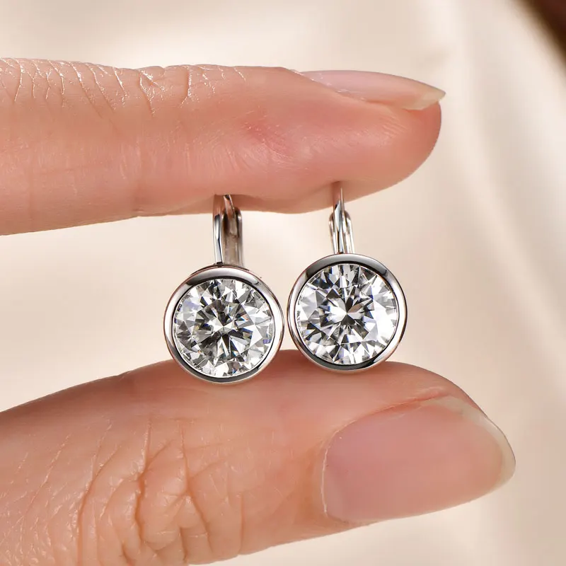 Lnkry 5MM/6.5MM/8MM Moissanite Hoop Earring 14k Gold-Filled Sparling Lab Diamond Leverback Earrings for Women Gift