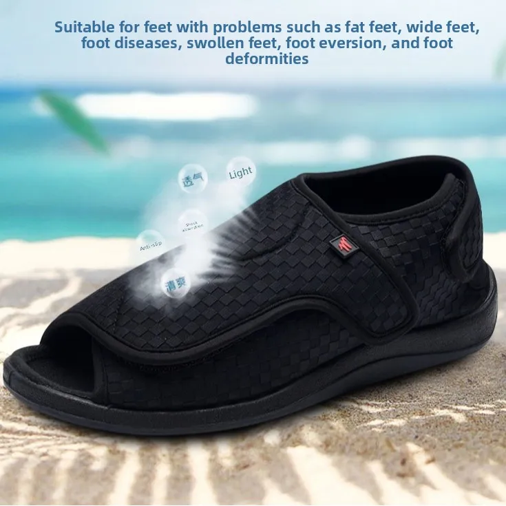 Women Men Diabetic Slippers Extra Wide Diabetic Shoes Adjustable Closure Sandals for Swollen Feet for Indoor