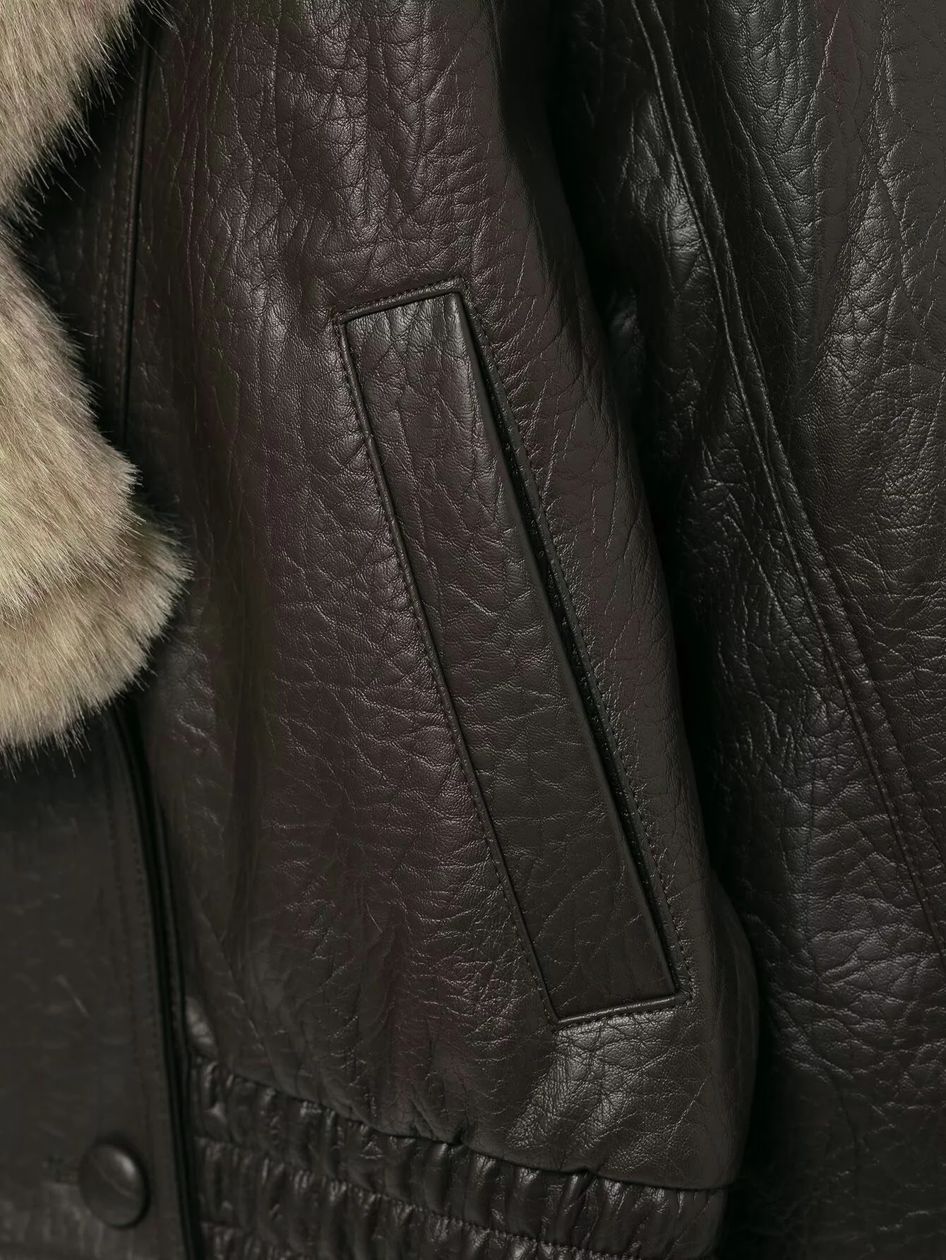 TFMLN 2025 Winter Women Loose Faux Leather Jacket Fashion Removed Big Fur Collar Causal Coat High Street Double Breasted Outwear