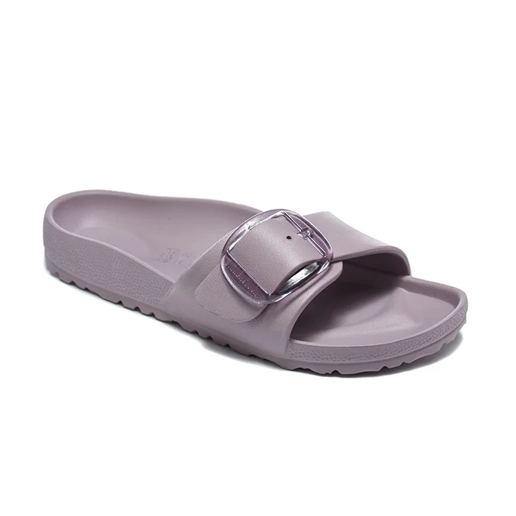 Summer Fashion Women's Flat Sandals with One Strap, EVA Large Buckle Flat Sandals, Versatile Outdoor Beach Shoes