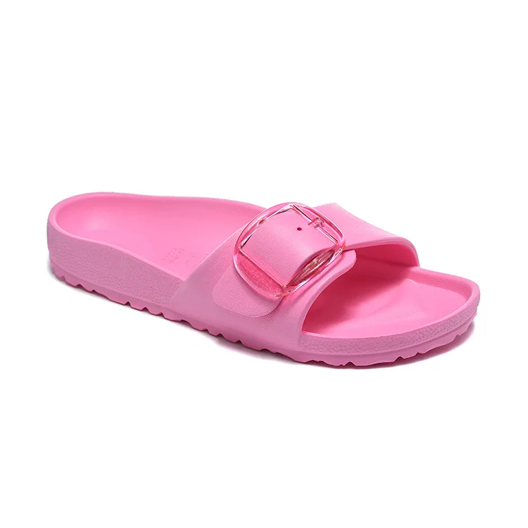 Summer Fashion Women's Flat Sandals with One Strap, EVA Large Buckle Flat Sandals, Versatile Outdoor Beach Shoes