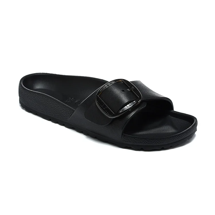 Summer Fashion Women's Flat Sandals with One Strap, EVA Large Buckle Flat Sandals, Versatile Outdoor Beach Shoes