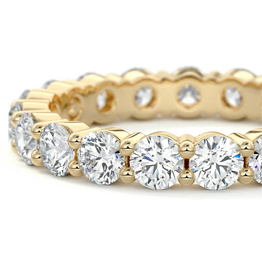 OXTAO Full Moissanite Ring 4mm D VVS1 for Women Sparkling Wedding Eternity Bands Ring Anniversary Jewelry Gifts 14K Gold Filled