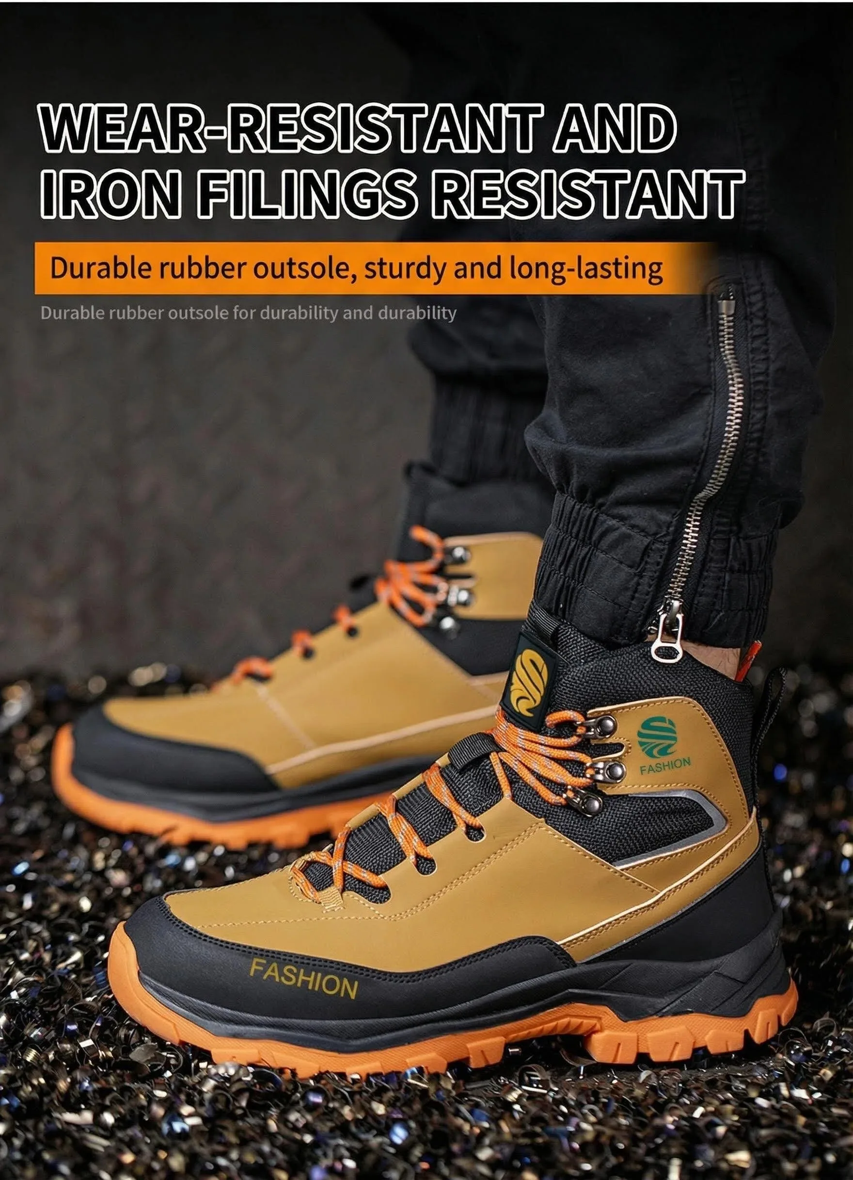 Wear Resistant Men's Safety Boots Soft Work Sneakers Anti Impact Anti Piercing Fashion Comfort Outdoor Men's Shoes