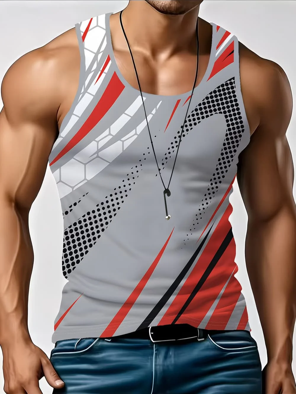Stripe Plaid 3D Printed Tank Tops 2026 New Fashion Men's Tops Tees Sleeveless Fitness Vest Men Harajuku Streetwear GYM T-shirt