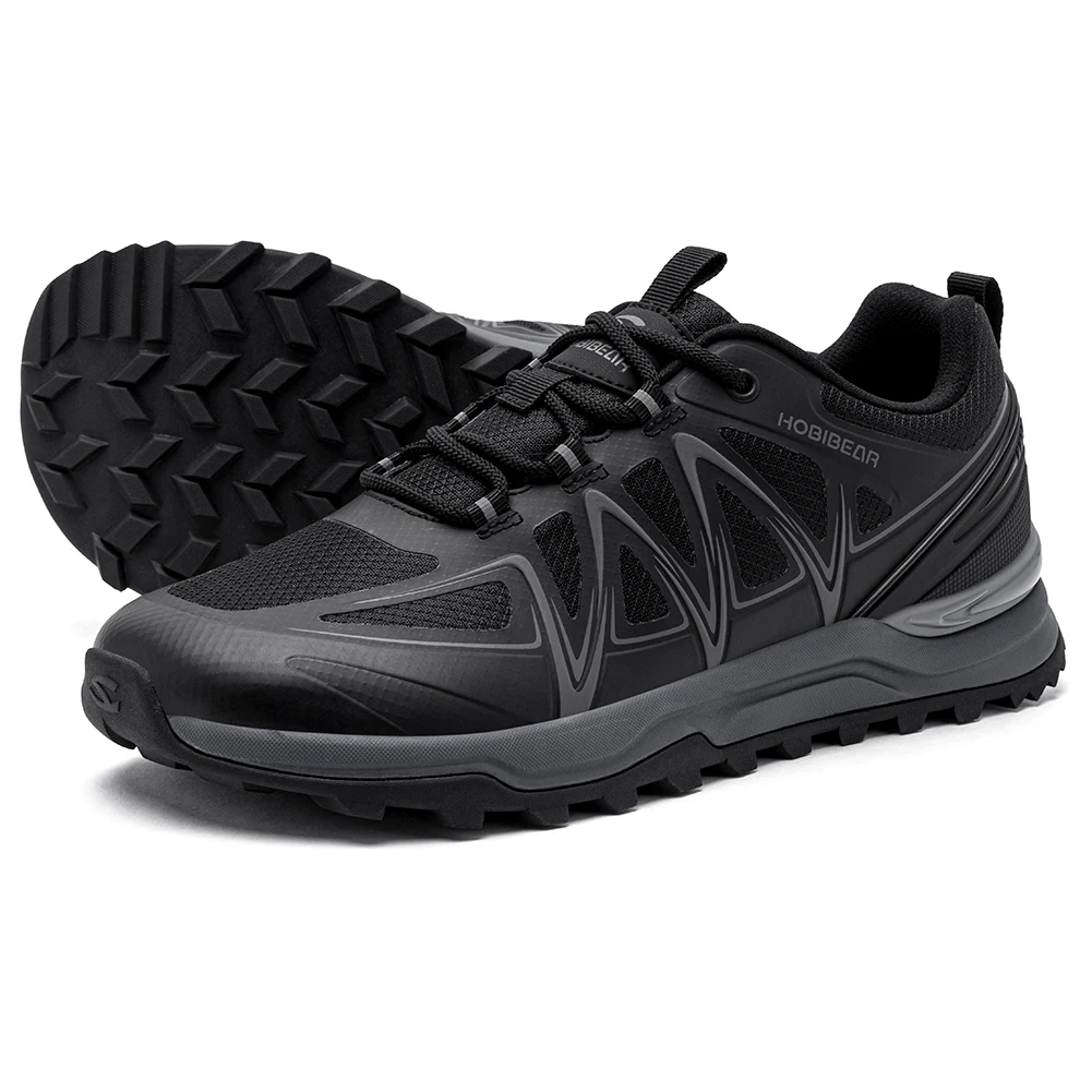 HOBIBEAR Unisex Wide Width Hiking Sneakers Outdoor Trail Running Shoes Artificial Leather Non Slip Lace-Up Walking Sneaker