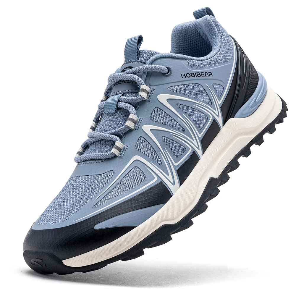 HOBIBEAR Unisex Wide Width Hiking Sneakers Outdoor Trail Running Shoes Artificial Leather Non Slip Lace-Up Walking Sneaker