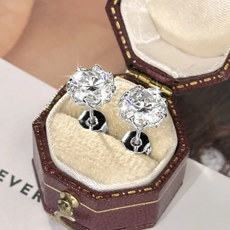 Lnngy Certified 6.5MM/8MM Moissanite Stud Earring 14K Gold Filled Solitaire Earrings for Women Romantic Dazzling Jewelry Gift