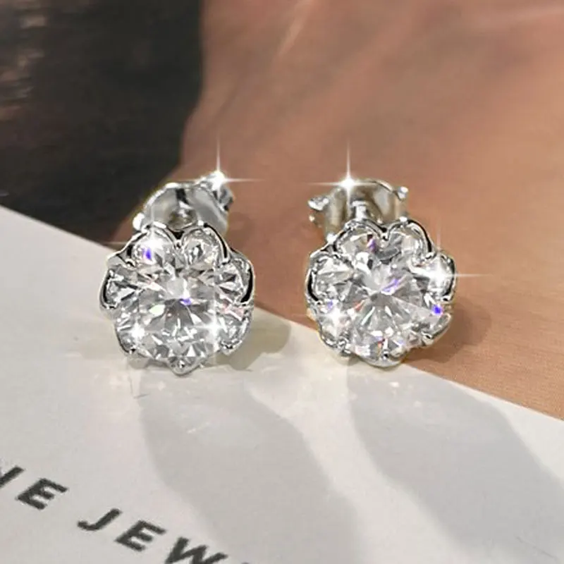 Lnngy Certified 6.5MM/8MM Moissanite Stud Earring 14K Gold Filled Solitaire Earrings for Women Romantic Dazzling Jewelry Gift