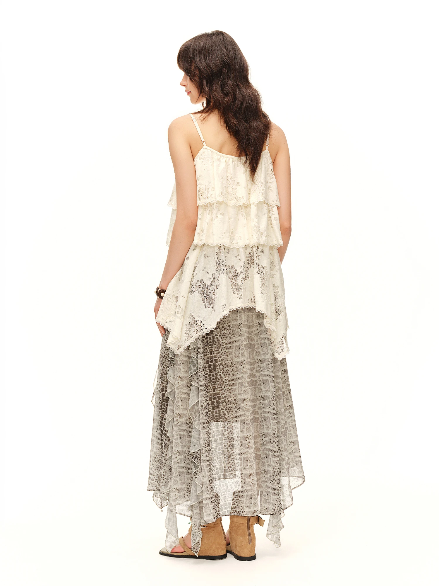 DUSHU Women's 2026 Summer New Arrival Lace Camisole Top Simple Ruffled Vacation Style Blouse Multiple Sizes for All Body Types