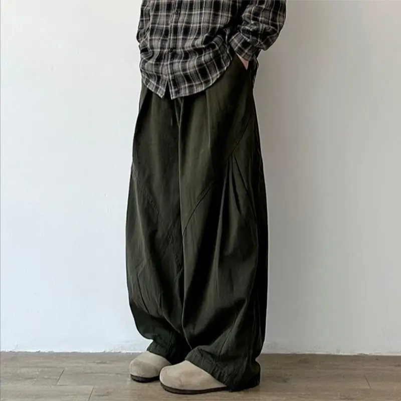 Harajuku Pants Man Baggy Pants Wide Leg Sweatpants Vintage Casual Straight Trousers Streetwear Cotton Japanese Summer