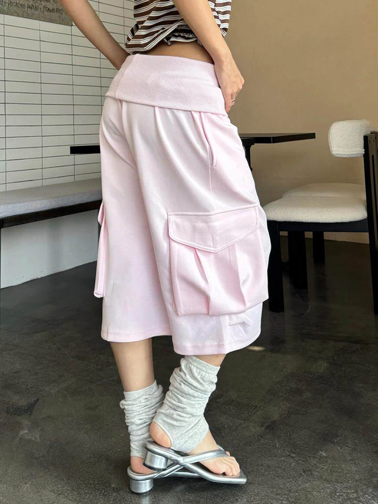 Tonngirls Korean Style Baggy Pants Women Medium Waist Sweatpants With Pocket Y2k Vintage Calf-length Pants Streetwear Trousers