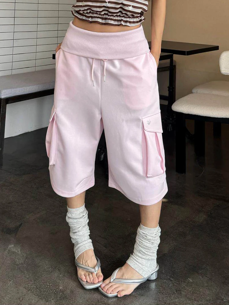 Tonngirls Korean Style Baggy Pants Women Medium Waist Sweatpants With Pocket Y2k Vintage Calf-length Pants Streetwear Trousers