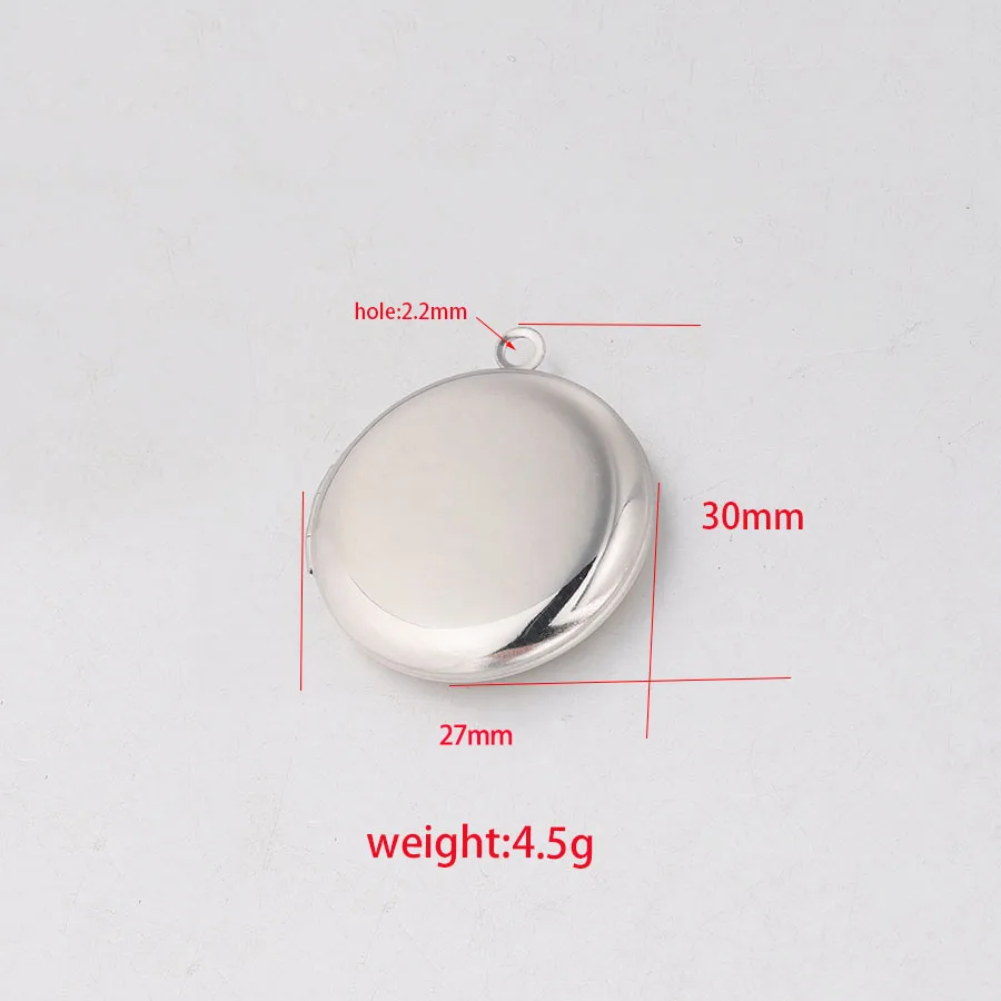 Fnixtar 20Pcs 30*27mm Mirror Polish Round Photo Locket Charms 316L Stainless Steel Photo Picture Locket For DIY Jewelry Making
