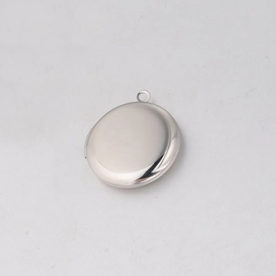 Fnixtar 20Pcs 30*27mm Mirror Polish Round Photo Locket Charms 316L Stainless Steel Photo Picture Locket For DIY Jewelry Making