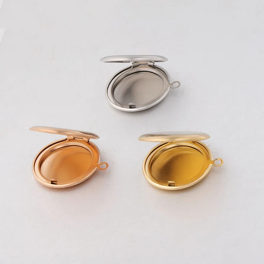 Fnixtar 20Pcs 30*27mm Mirror Polish Round Photo Locket Charms 316L Stainless Steel Photo Picture Locket For DIY Jewelry Making