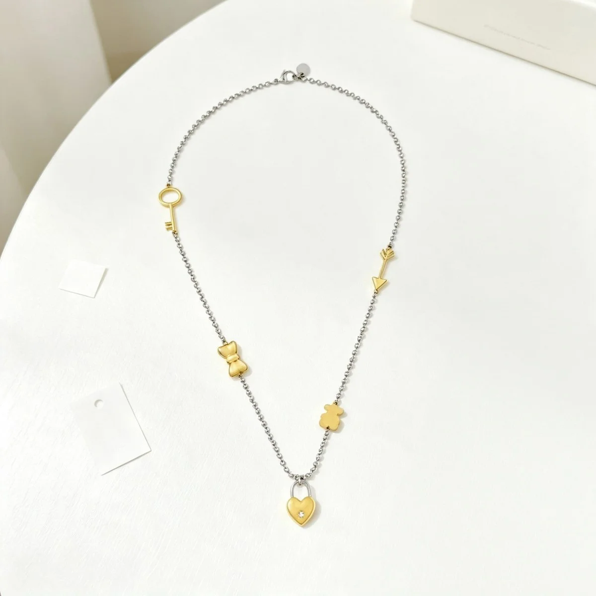 Light Blue Gem Bear Necklace Sweet Girly Neck Ornament Dainty Accessory Great Gift for Travel, Banquet and Daily Matching