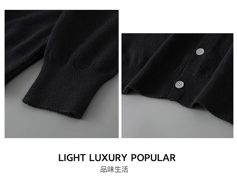 100% pure wool autumn sweater cardigan men Korean fashion solid color sweater loose men's shirt collar coat.