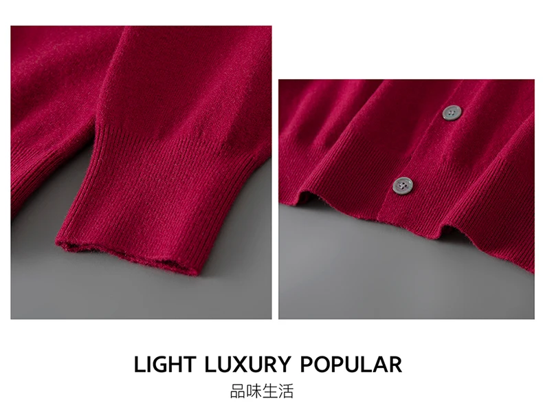 100% pure wool autumn sweater cardigan men Korean fashion solid color sweater loose men's shirt collar coat.