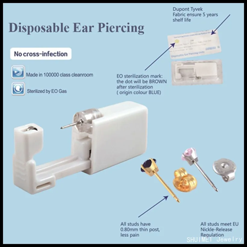 24pcs 316L Stainless Steel Disposable Safe No Pain Ear Nose Piercing Kit Sterile Ear Studs Piercing Gun Tool Piercer Jewelry