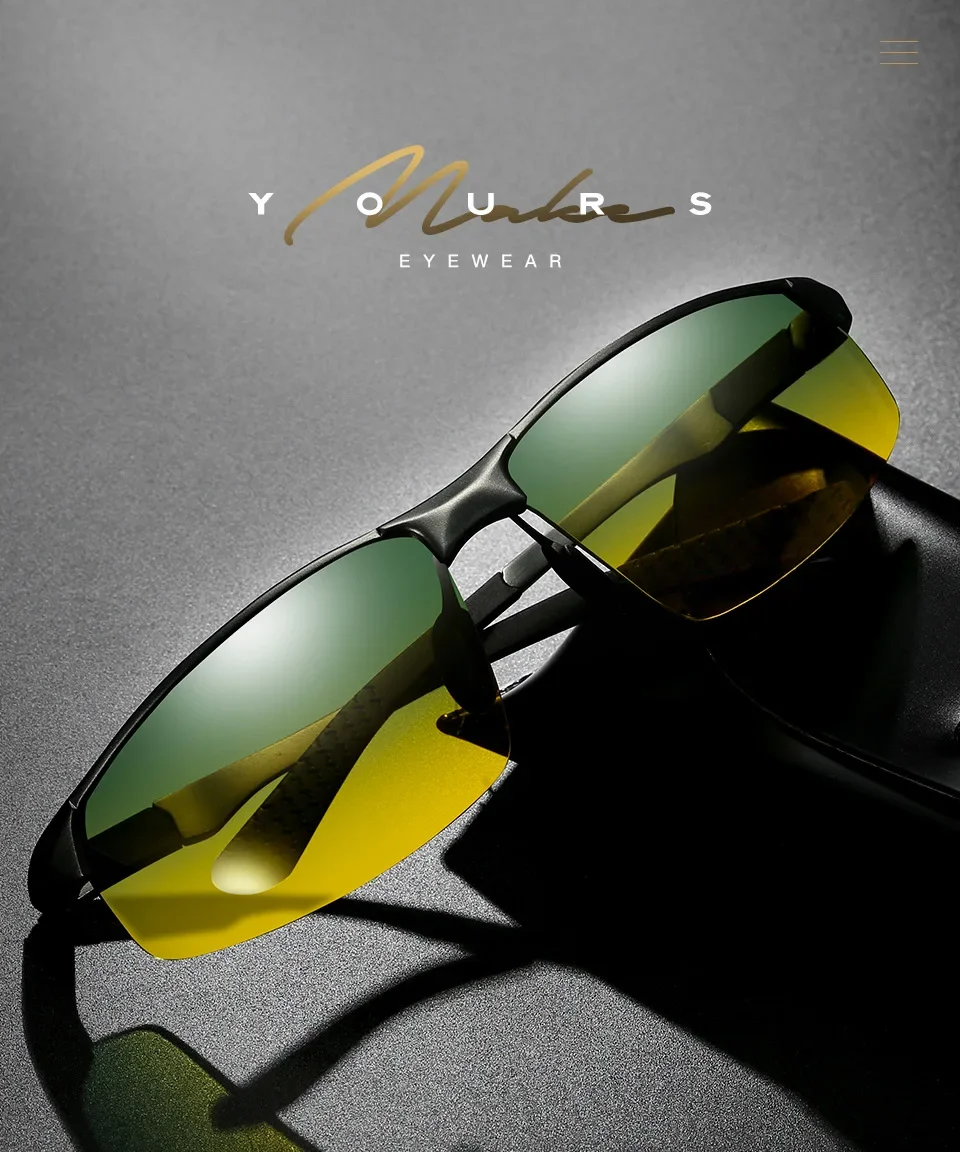 CLLOIO Photochromic Sunglasses Men Polarized Driving Chameleon Glasses Rimless Night Vision Outdoor Sport Travel Fishing Goggle