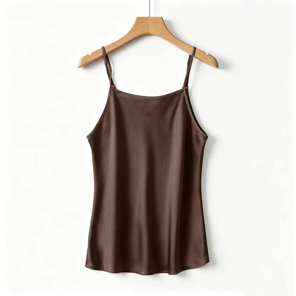 Women's Casual Summer New 21MM Heavyweight 100% Natural Mulberry Silk Satin Solid Color Sexy Skin Friendly Casual Suspender