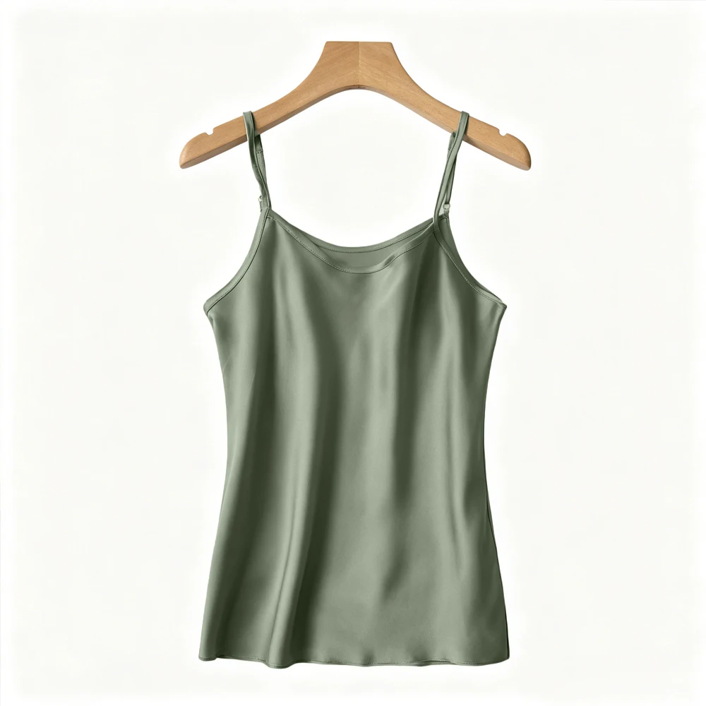 Women's Casual Summer New 21MM Heavyweight 100% Natural Mulberry Silk Satin Solid Color Sexy Skin Friendly Casual Suspender