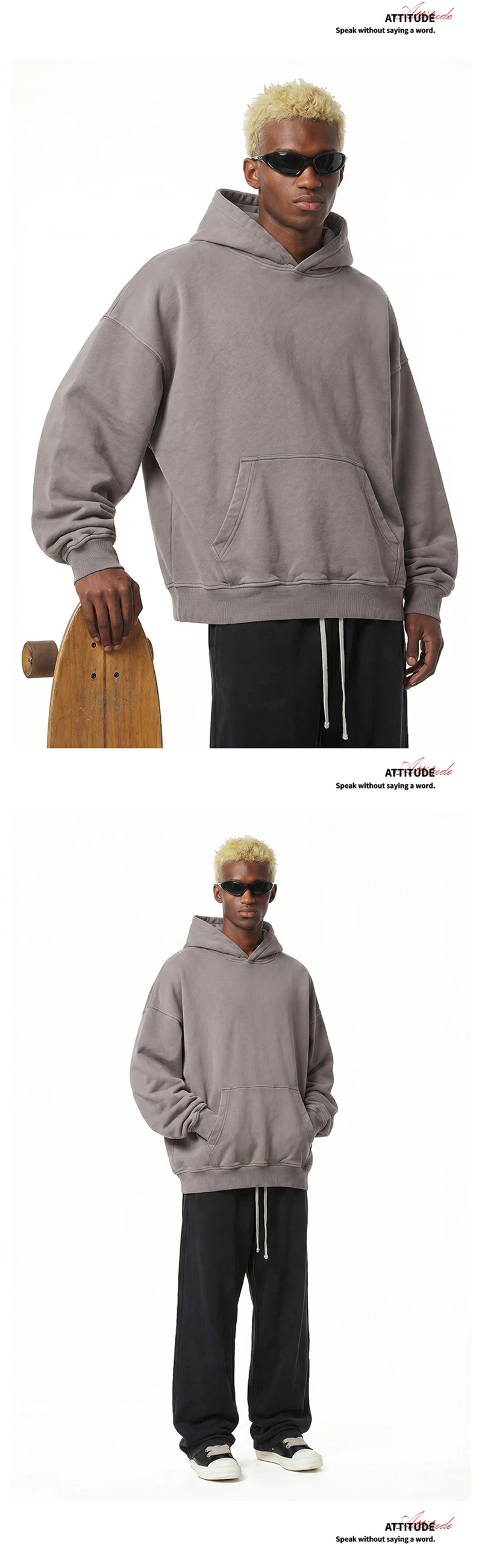 ZODF Vintage Autumn Batik Washed Hooded Hoodies For Men Unisex Distressed 380gsm Cotton Solid Pullovers Outfits HY1288
