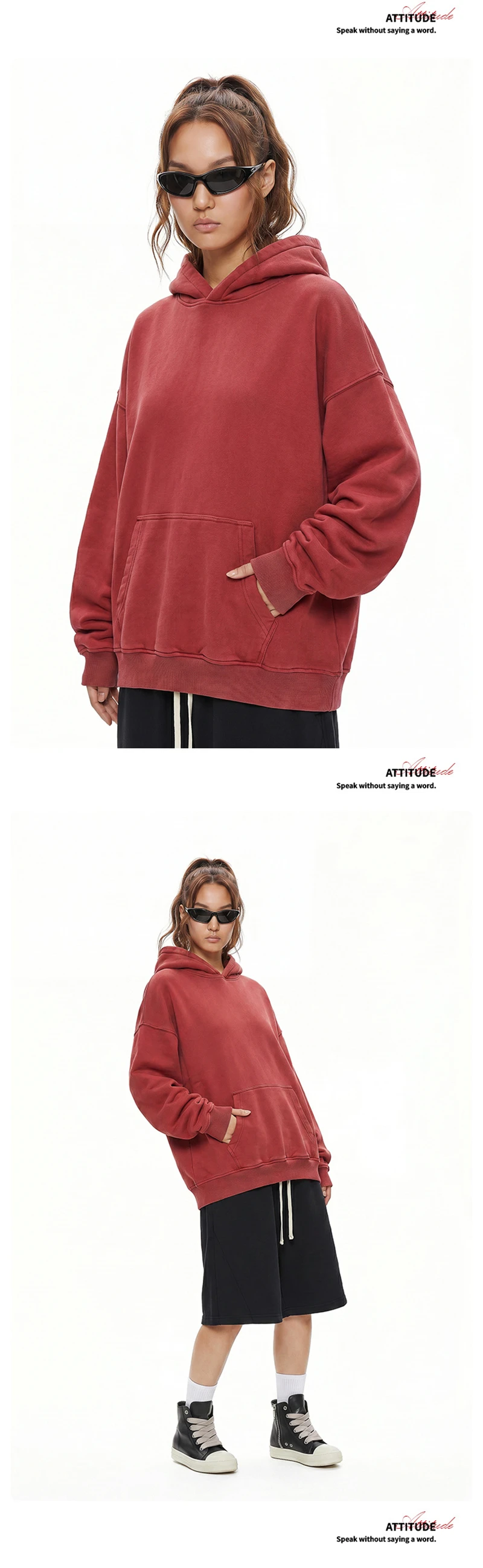 ZODF Vintage Autumn Batik Washed Hooded Hoodies For Men Unisex Distressed 380gsm Cotton Solid Pullovers Outfits HY1288