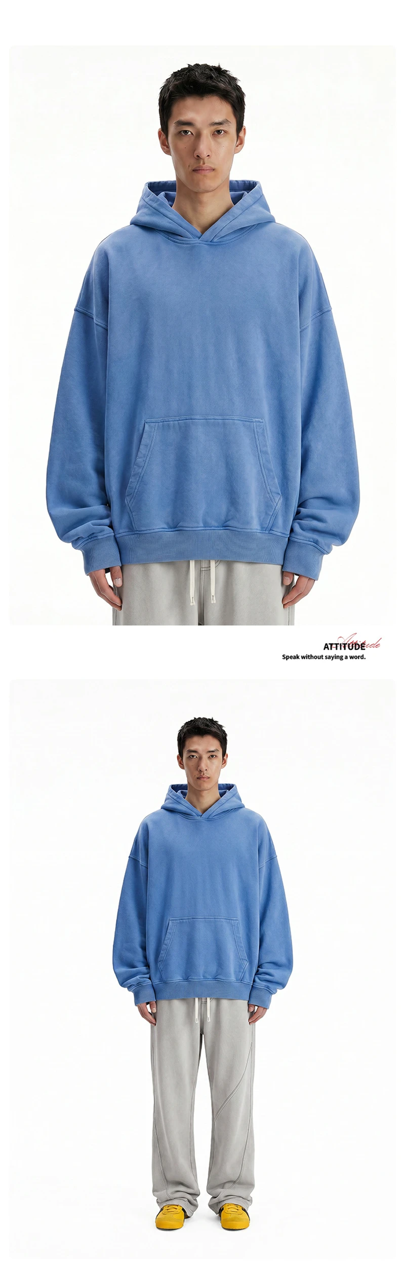 ZODF Vintage Autumn Batik Washed Hooded Hoodies For Men Unisex Distressed 380gsm Cotton Solid Pullovers Outfits HY1288