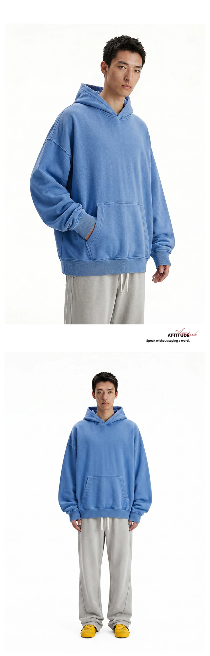 ZODF Vintage Autumn Batik Washed Hooded Hoodies For Men Unisex Distressed 380gsm Cotton Solid Pullovers Outfits HY1288