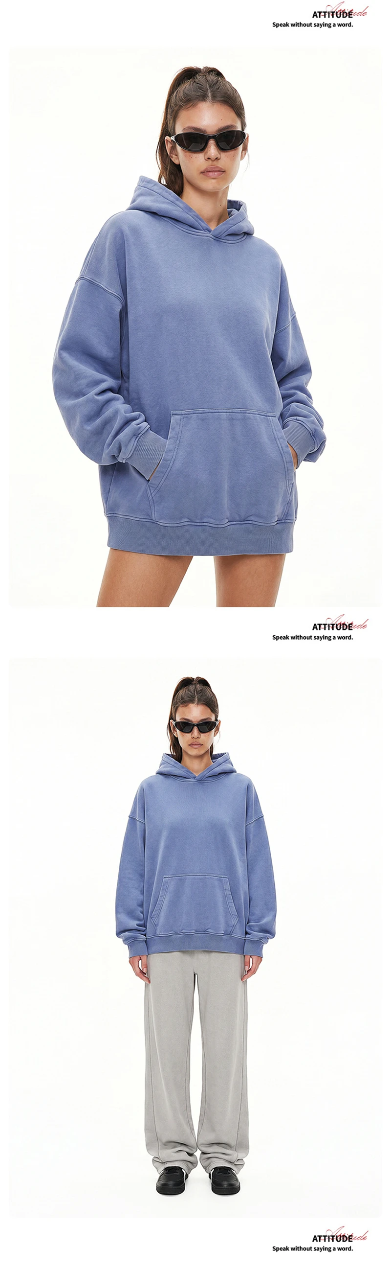 ZODF Vintage Autumn Batik Washed Hooded Hoodies For Men Unisex Distressed 380gsm Cotton Solid Pullovers Outfits HY1288