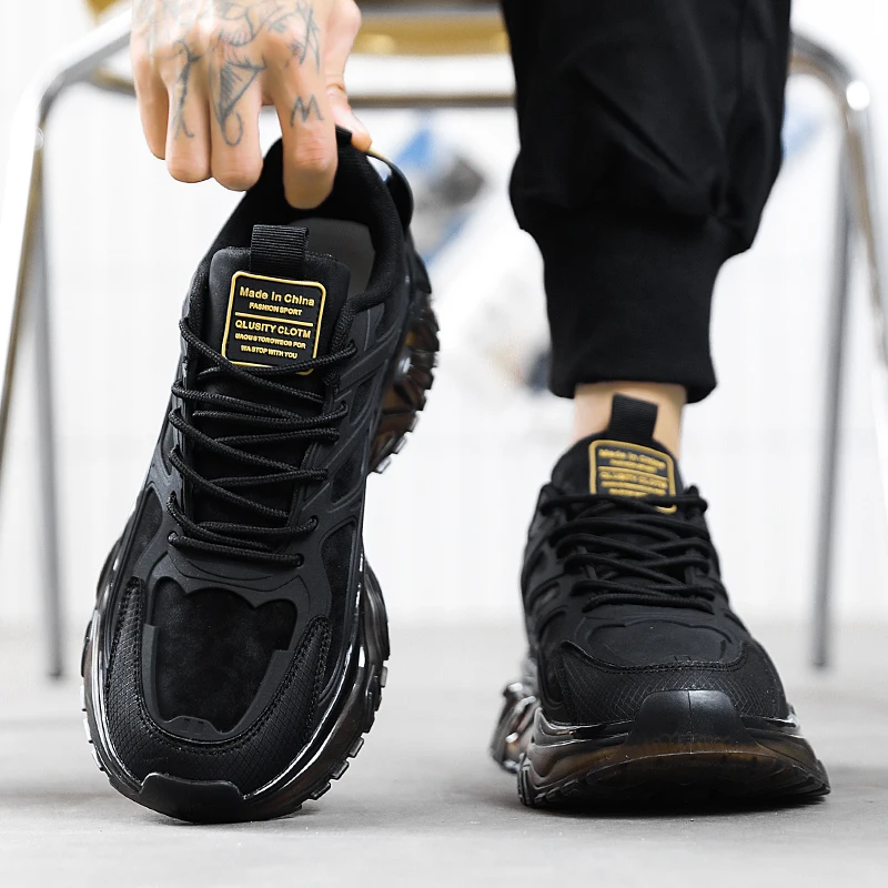 Men's Casual Sports Shoes, Suitable for All Seasons, Large Size Men's Everyday Footwear, with Thick-Soled Cushioning and Low-Top Design, Both Stylish and Practical, Ideal for Commuting; Reinforced Shoelace Design, Non-Slip and Wear-Resistant.