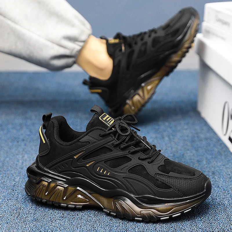 Men's Casual Sports Shoes, Suitable for All Seasons, Large Size Men's Everyday Footwear, with Thick-Soled Cushioning and Low-Top Design, Both Stylish and Practical, Ideal for Commuting; Reinforced Shoelace Design, Non-Slip and Wear-Resistant.