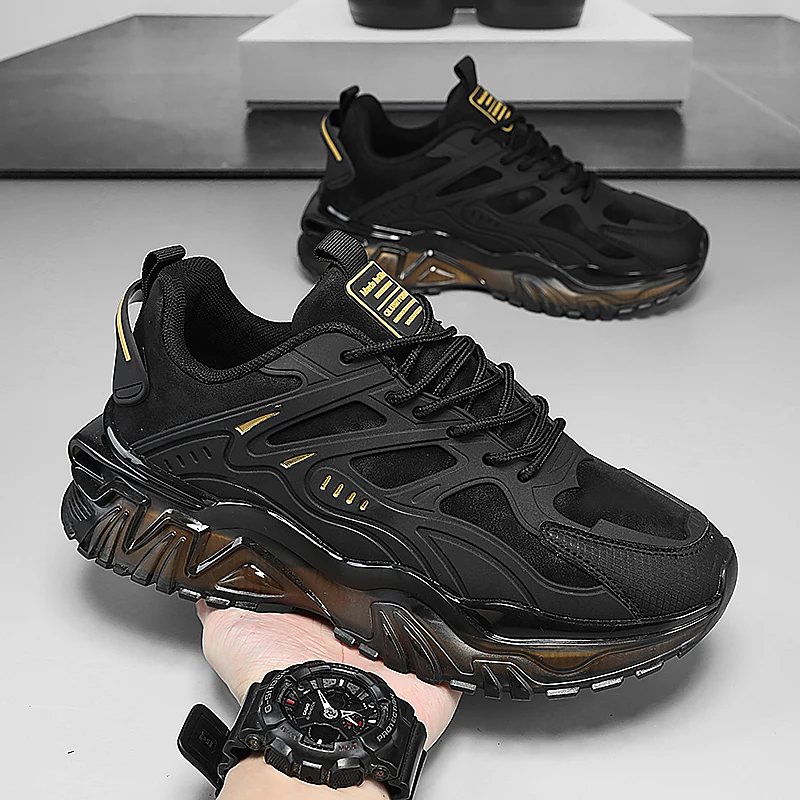Men's Casual Sports Shoes, Suitable for All Seasons, Large Size Men's Everyday Footwear, with Thick-Soled Cushioning and Low-Top Design, Both Stylish and Practical, Ideal for Commuting; Reinforced Shoelace Design, Non-Slip and Wear-Resistant.