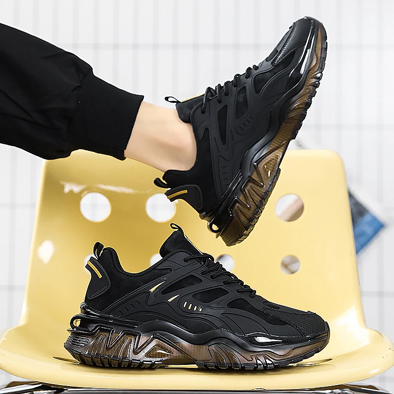 Men's Casual Sports Shoes, Suitable for All Seasons, Large Size Men's Everyday Footwear, with Thick-Soled Cushioning and Low-Top Design, Both Stylish and Practical, Ideal for Commuting; Reinforced Shoelace Design, Non-Slip and Wear-Resistant.