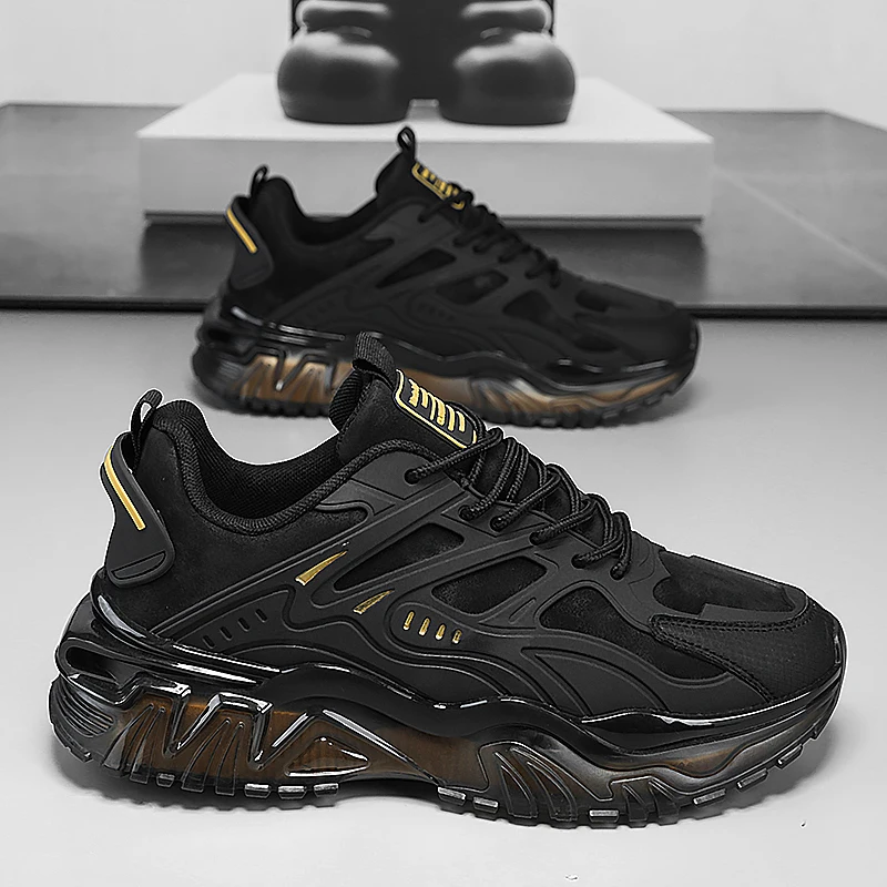 Men's Casual Sports Shoes, Suitable for All Seasons, Large Size Men's Everyday Footwear, with Thick-Soled Cushioning and Low-Top Design, Both Stylish and Practical, Ideal for Commuting; Reinforced Shoelace Design, Non-Slip and Wear-Resistant.