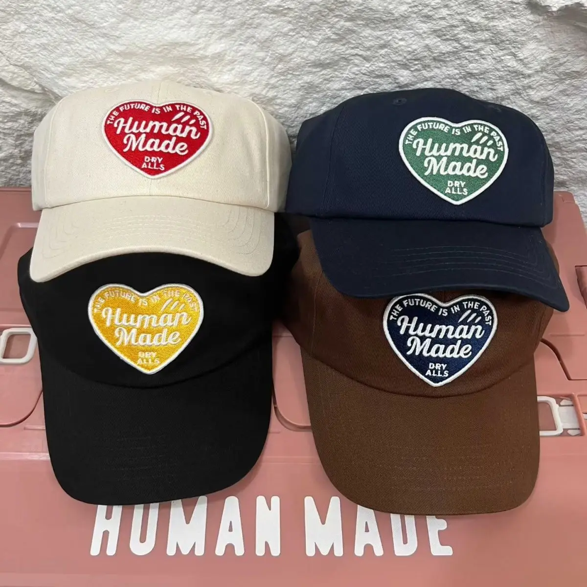 Human Made 2026 New Applique Heart Embroidery Vintage Japanese Curved Brim Baseball Cap Ins Couples Unisex Fashion Peaked Hat