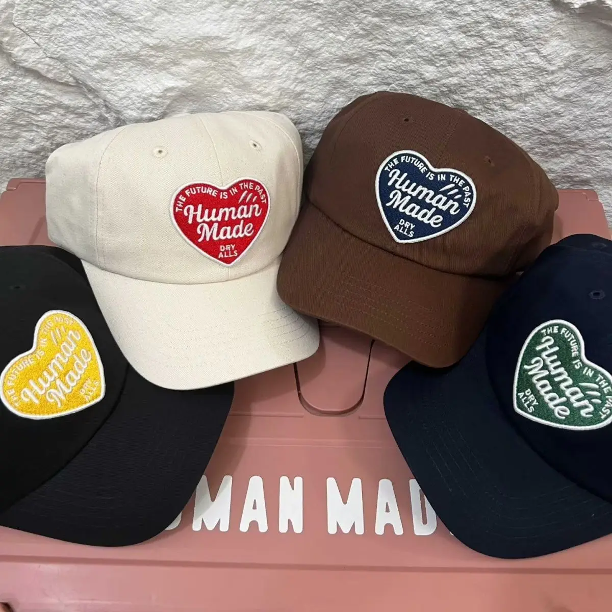 Human Made 2026 New Applique Heart Embroidery Vintage Japanese Curved Brim Baseball Cap Ins Couples Unisex Fashion Peaked Hat