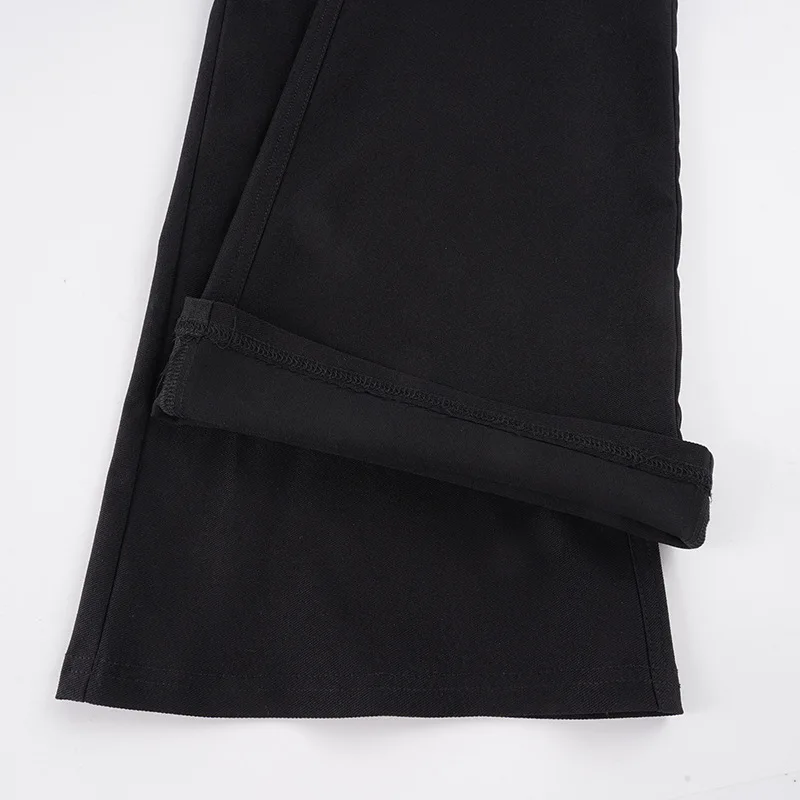 Women's Flare Pants Low Waist Slim Fit Y2K Metal Button Design Casual