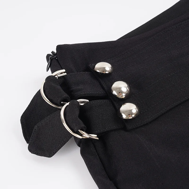 Women's Flare Pants Low Waist Slim Fit Y2K Metal Button Design Casual