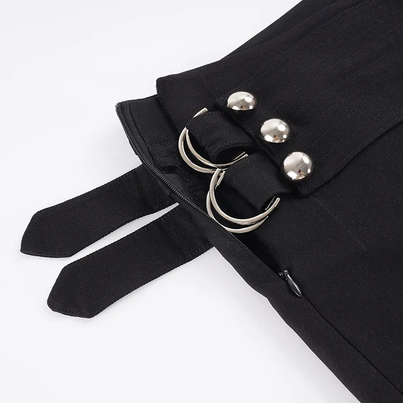 Women's Flare Pants Low Waist Slim Fit Y2K Metal Button Design Casual