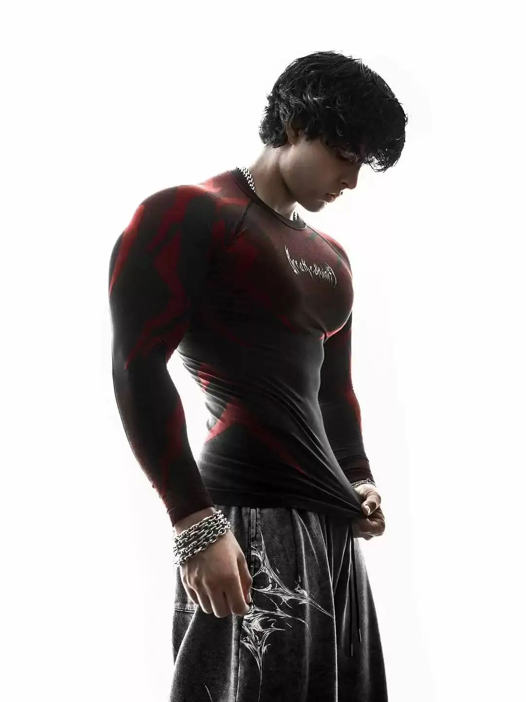 2026 Men American Tight High Stretch Long Sleeve T Shirt Muscle Fitness Sports Gym Training Athletic Top Long Sleeve Fitness