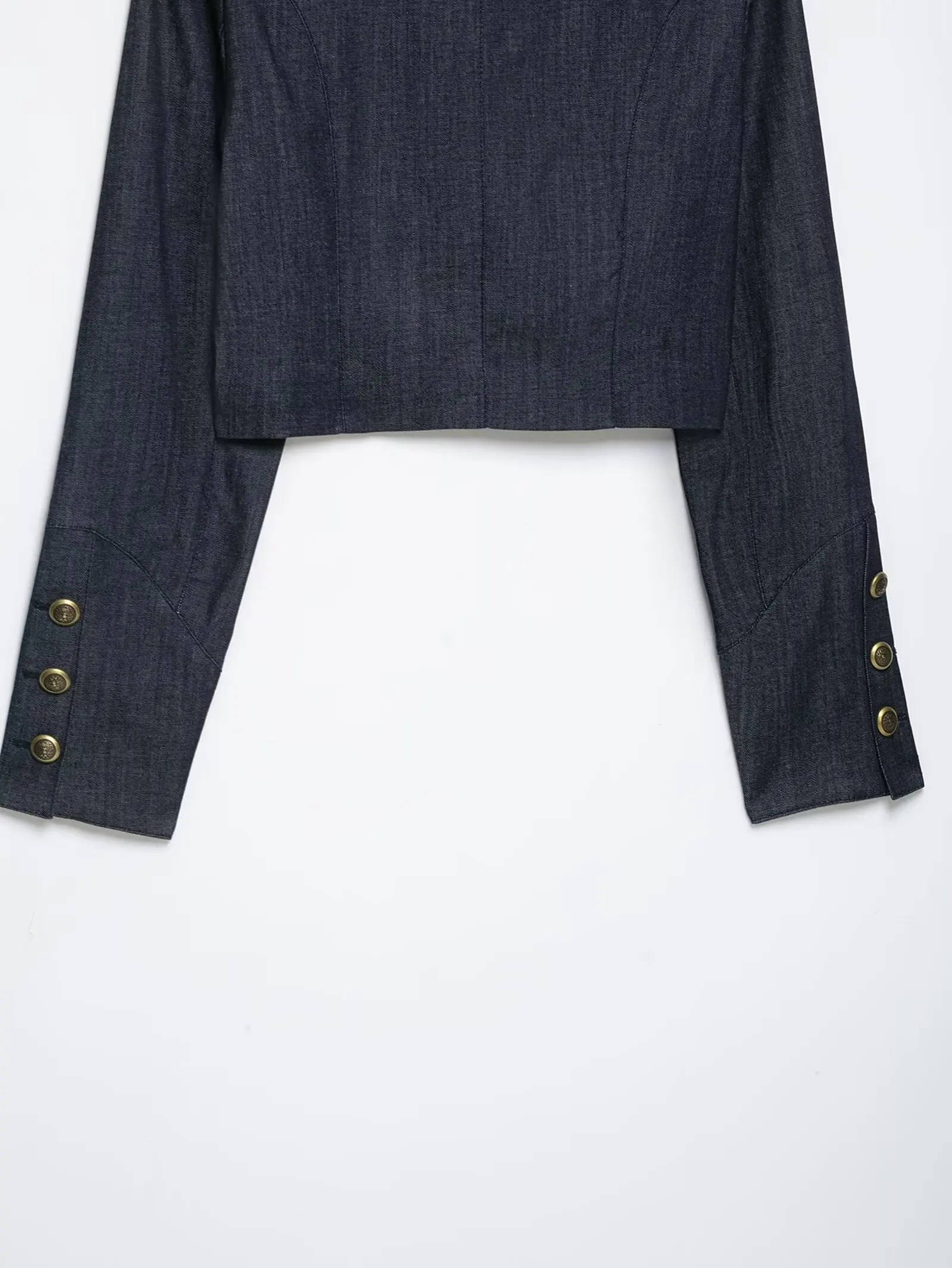 BSAY 2026 Fashion Women Lace Spliced  Cropped Jacket Mandarin Collar Metal Button Long Sleeve Vintage Elegant Short Outerwear