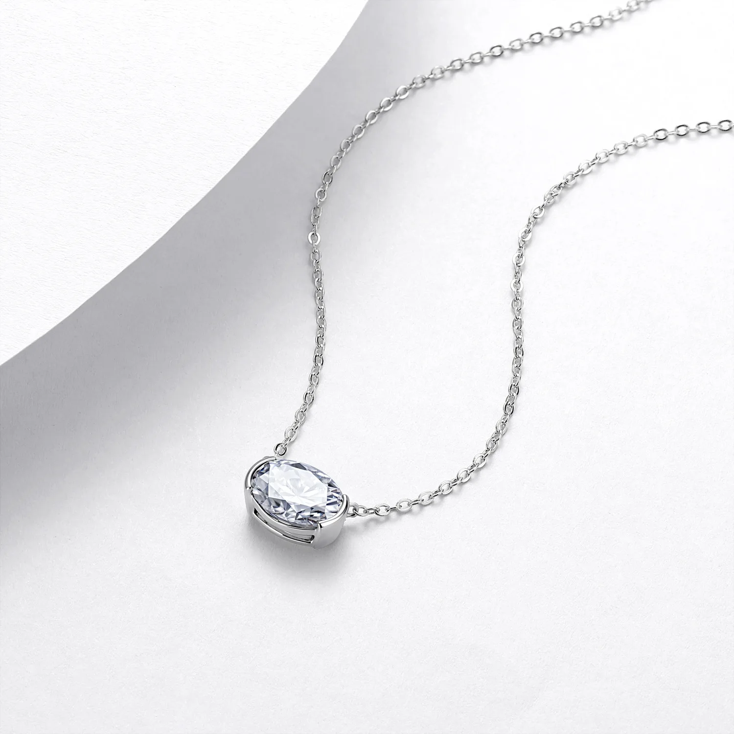 COSYA 1/2/3CT Oval Cut Moissanite Necklace for Women S925 Silver Plated 18K Gold East West Solitaire Chain Dianty Fine Jewelry